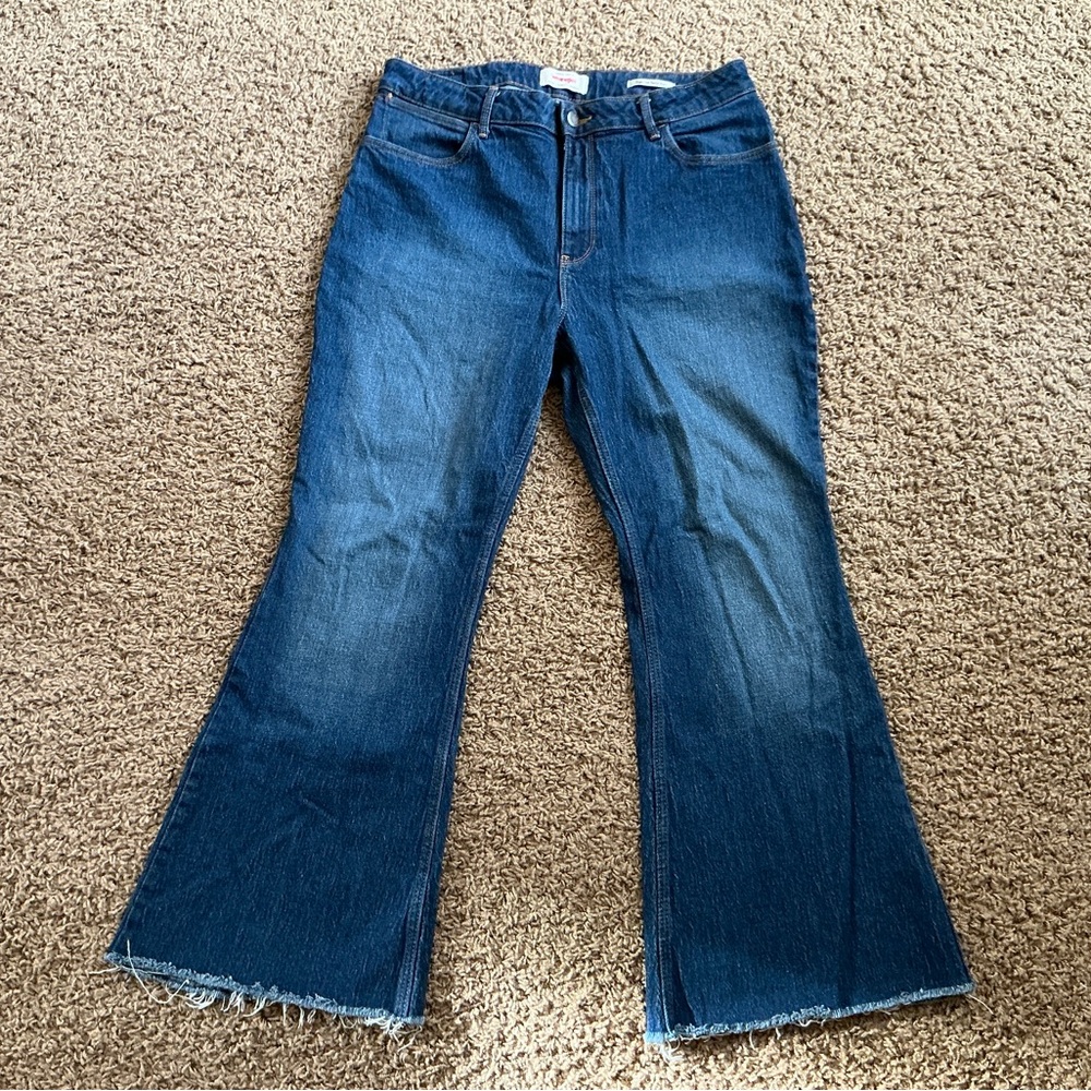 1970’s Inspired Wrangler High-Rise Fierce Flare Jeans, Raw Hem, Rainbow Logo 14